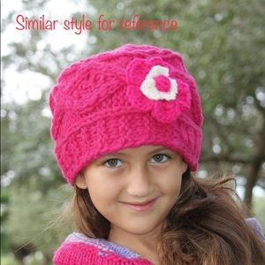 Little Cotton Dress Hand Knit Pink Wool Beanie Hat